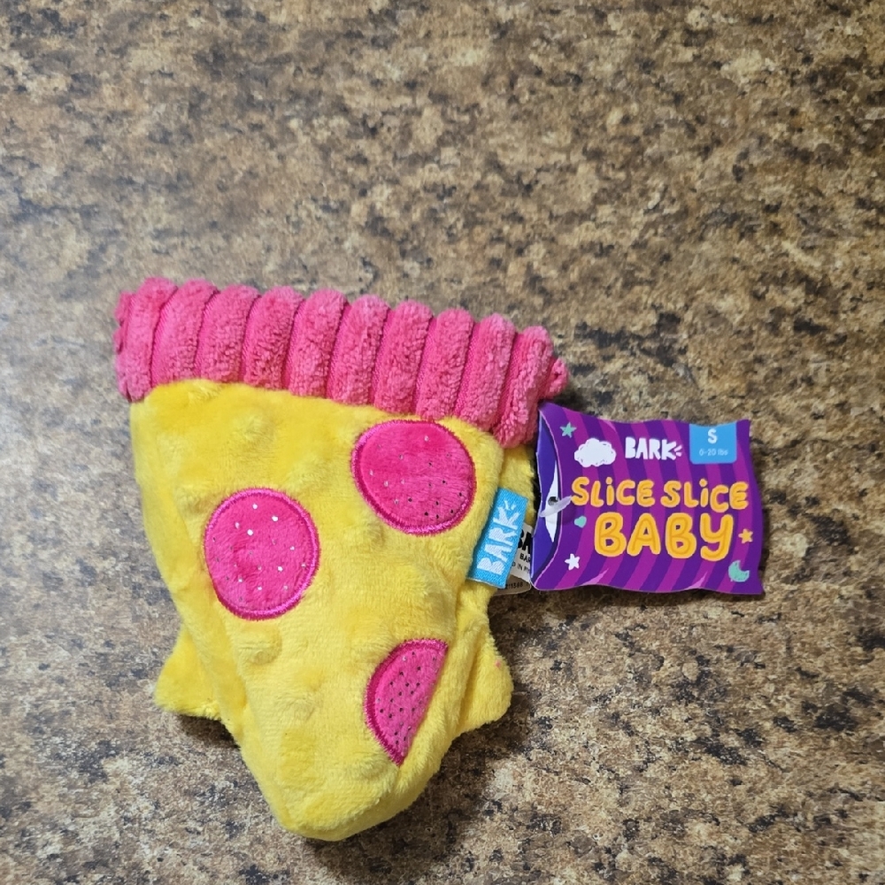 Bark Slice Sloce BabyYellow and‎ Pink Pizza Dog Toy NWT Size Small 0-20 Pounds